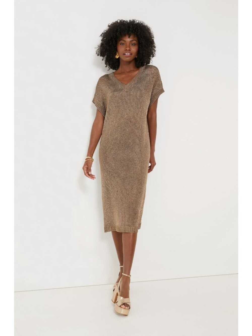 Tuckernuck Bronze Metallic Knit Indie Dress sz L Large Cocktail/Party NWF*